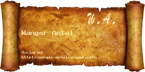 Wanger Antal névjegykártya